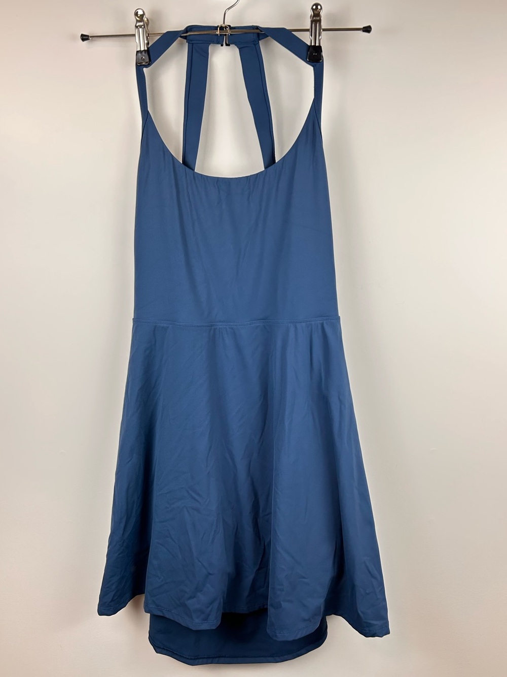 HALARA SoftlyZero Airy Backless Twisted Active Dress L/XL Blue Built-In shorts